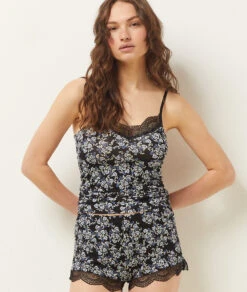 Comfortable Black Printed Pajama Shorts for Lounge & Sleep