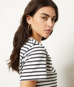 Gestreiftes T-Shirt Mit Kurzen Ärmeln WEISS 9 Gestreiftes T-Shirt Mit Kurzen Ärmeln WEISS -Etam Verkäufe 654052106 c