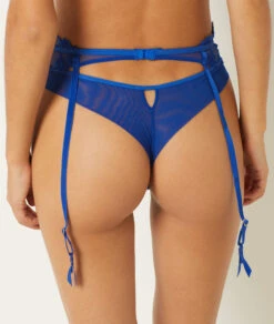Porte-jarretelle en Tulle Brodé Bleu Indigo - Élégance et Maintien -Etam Verkäufe 654056727 b