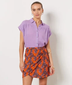 Ärmelloses Hemd, 100 % Baumwolle MAUVE