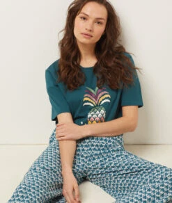 Gemütliches Herren Schlafshirt mit Ananas-Print in Tannengrün -Etam Verkäufe 654064745 d