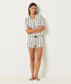 Classic Striped Pajama Shirt - Elegant White Sleepwear -Etam Verkäufe 654066406 6