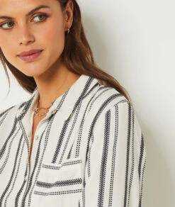 Classic Striped Pajama Shirt - Elegant White Sleepwear -Etam Verkäufe 654066406 b