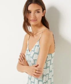 Nile Green Printed Chemise Nightgown - Elegant & Comfortable Negligee