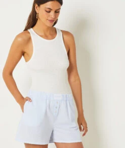 Bequeme Pyjamashorts aus Baumwollmix in Himmelblau