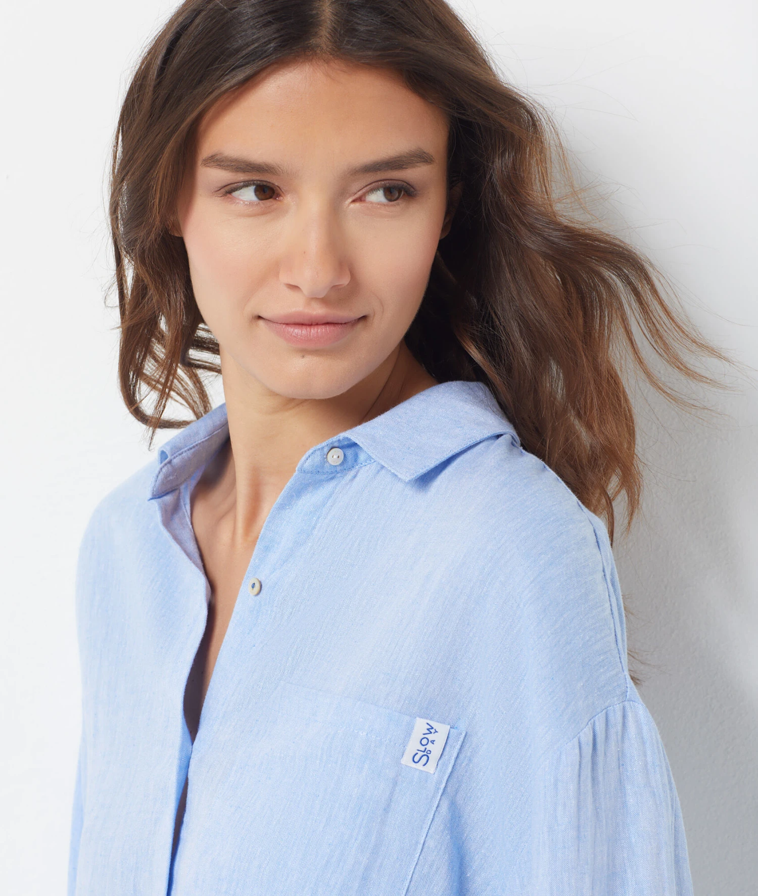 Elegantes Pyjamahemd aus Leinenmischgewebe - Himmelblau 2 Elegantes Pyjamahemd aus Leinenmischgewebe - Himmelblau – Bild 2