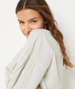 100% Cotton Pajama Shirt - Soft Breathable Ecru Nightwear Top