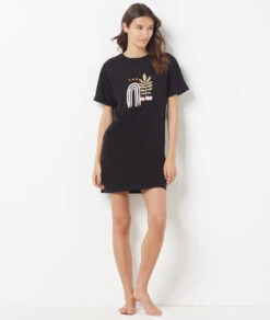 Bequemes Damen Nachthemd aus 100% reiner Baumwolle in Schwarz 7 Bequemes Damen Nachthemd aus 100% reiner Baumwolle in Schwarz -Etam Verkäufe 654069805 6