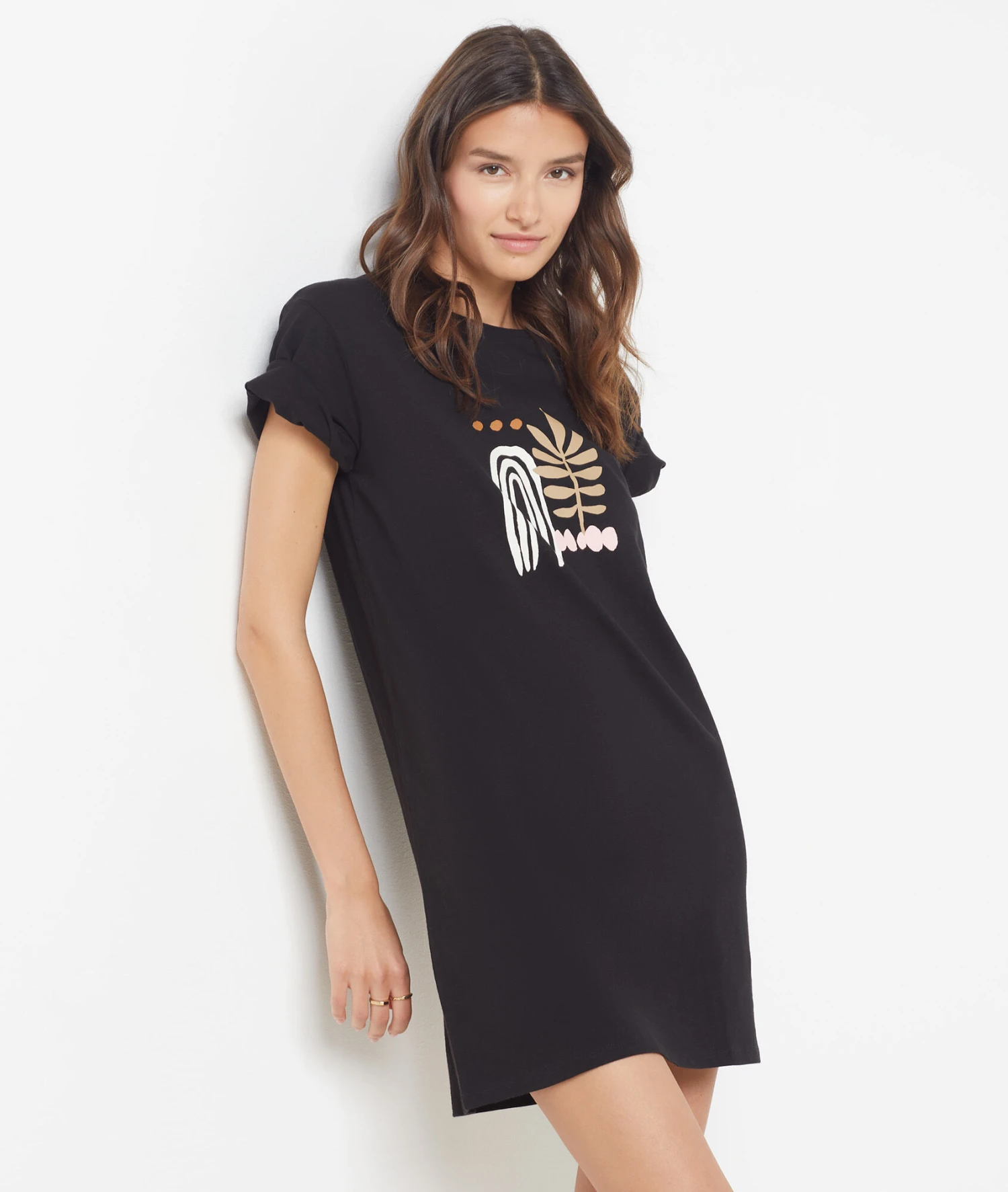 Bequemes Damen Nachthemd aus 100% reiner Baumwolle in Schwarz 5 Bequemes Damen Nachthemd aus 100% reiner Baumwolle in Schwarz – Bild 5