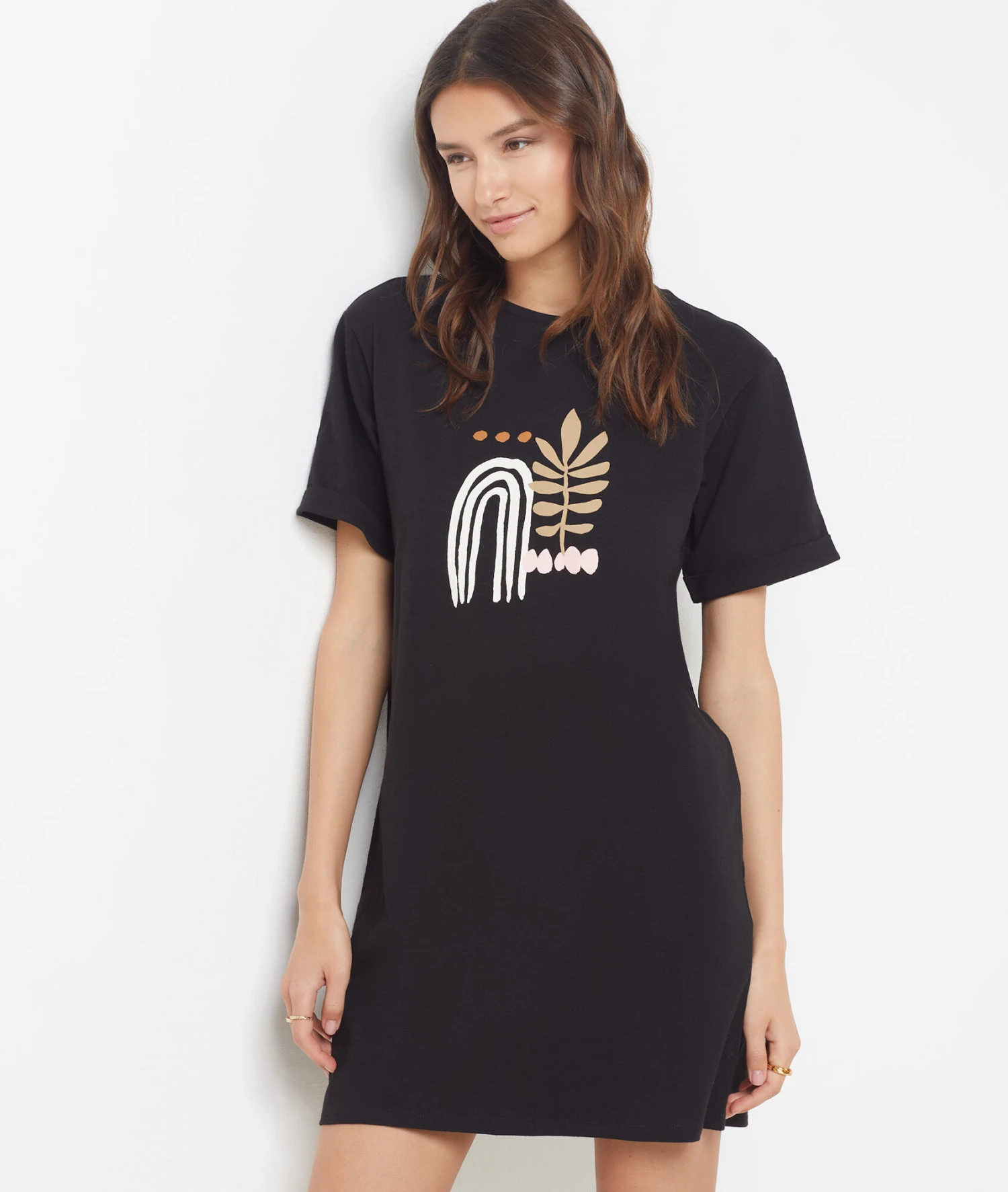 Bequemes Damen Nachthemd aus 100% reiner Baumwolle in Schwarz 1 Bequemes Damen Nachthemd aus 100% reiner Baumwolle in Schwarz