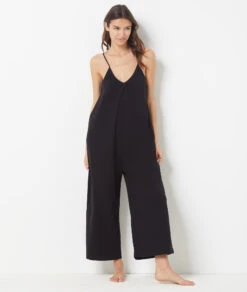 Bequemer Baumwoll-Pyjamaoverall in Schwarz - Einteiler Nachtwäsche -Etam Verkäufe 654069905 6