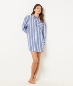Chemise de Nuit en Coton Doux - Modèle Classique Bleu 7 Chemise de Nuit en Coton Doux - Modèle Classique Bleu -Etam Verkäufe 654070722 6