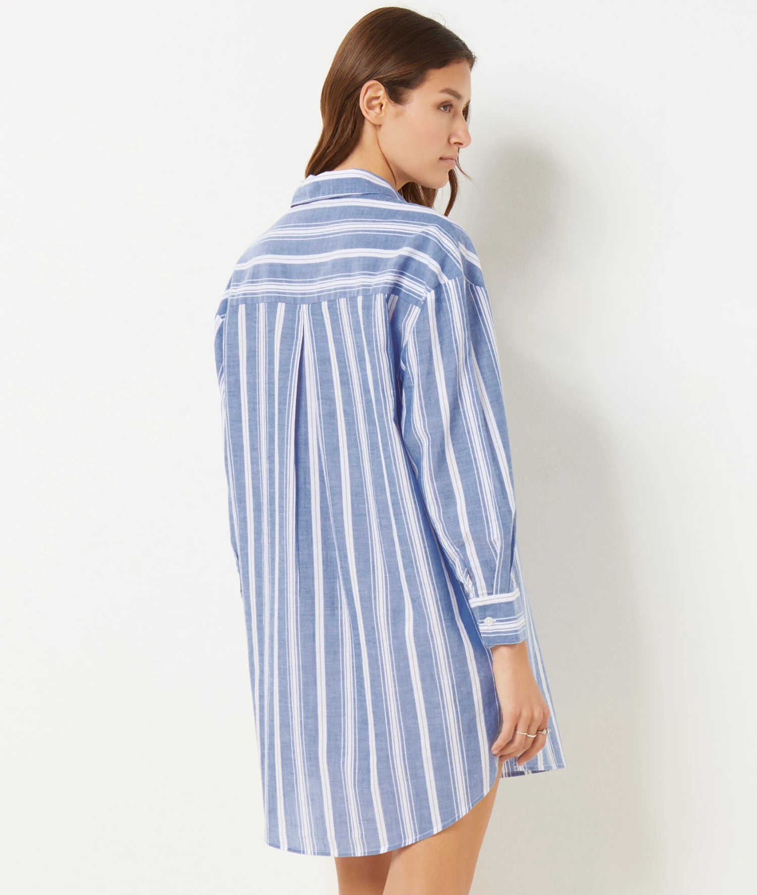 Chemise de Nuit en Coton Doux - Modèle Classique Bleu 2 Chemise de Nuit en Coton Doux - Modèle Classique Bleu – Bild 2