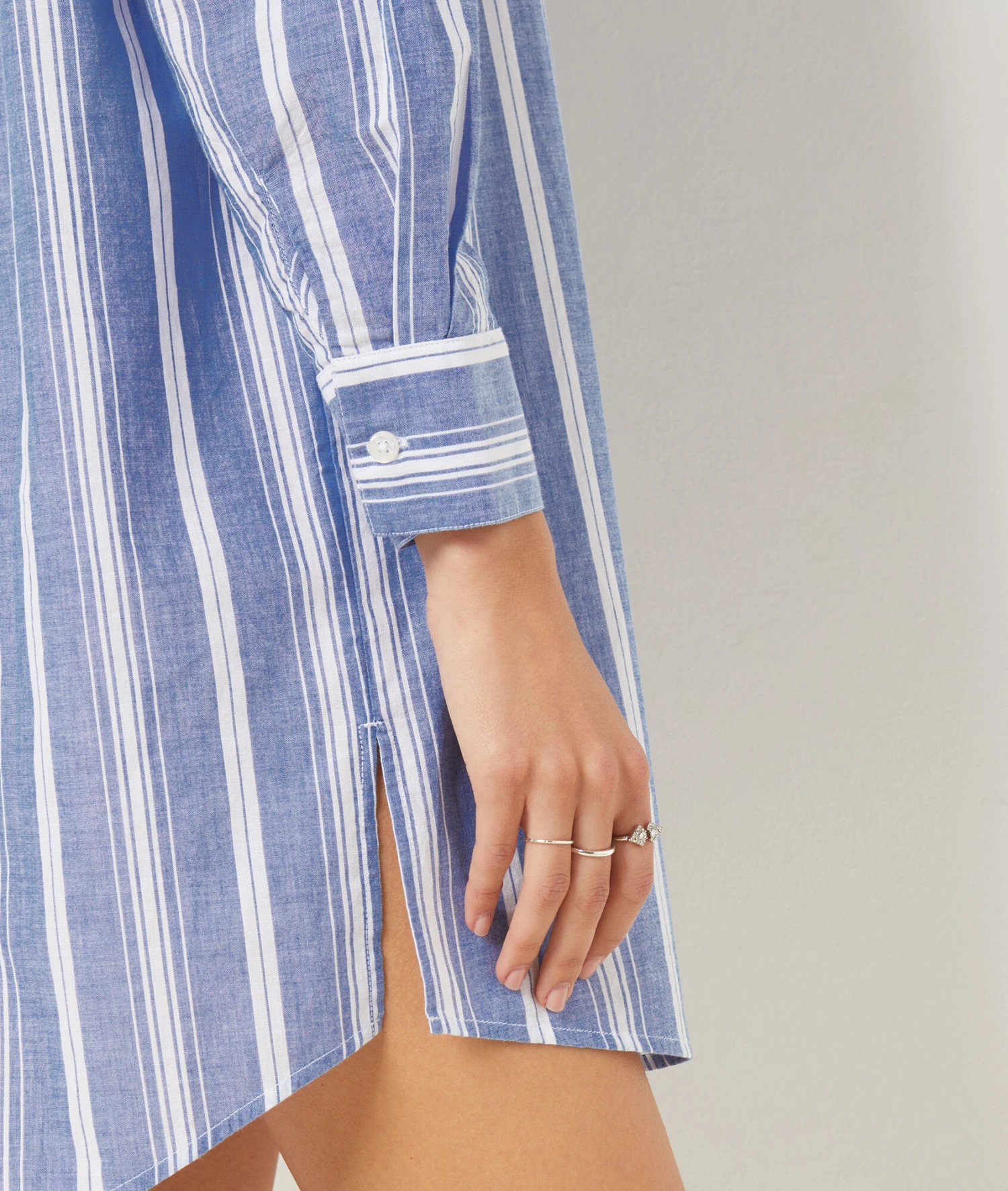 Chemise de Nuit en Coton Doux - Modèle Classique Bleu 4 Chemise de Nuit en Coton Doux - Modèle Classique Bleu – Bild 4