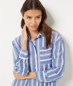 Chemise de Nuit en Coton Doux - Modèle Classique Bleu 9 Chemise de Nuit en Coton Doux - Modèle Classique Bleu -Etam Verkäufe 654070722 c