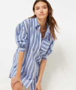 Chemise de Nuit en Coton Doux - Modèle Classique Bleu