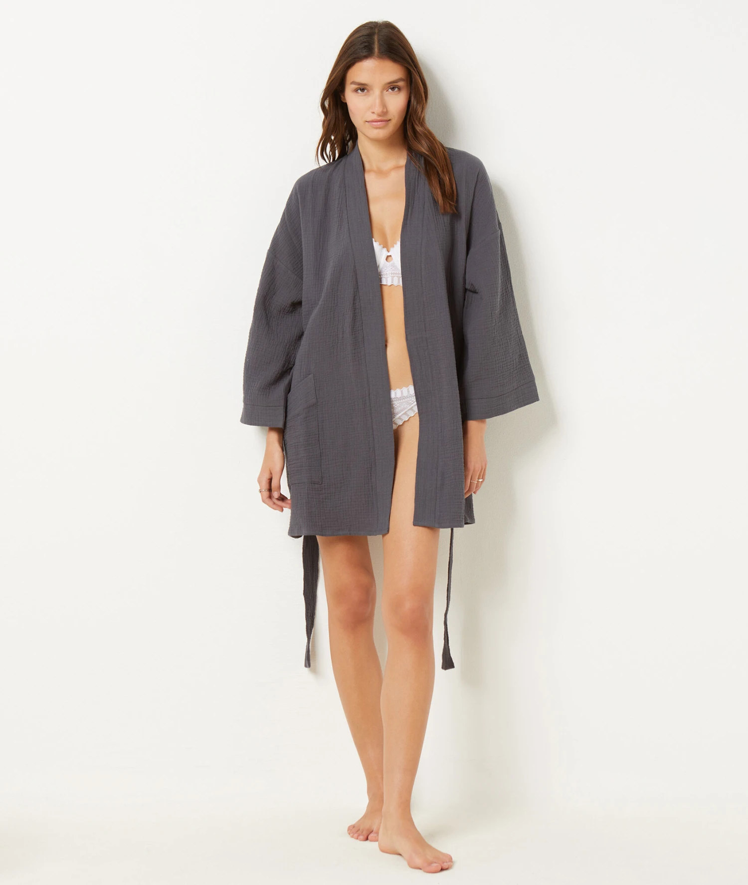 Damen Nachthemd aus 100% reiner Baumwolle - Komfortables Schlafshirt in Anthrazit 3 Damen Nachthemd aus 100% reiner Baumwolle - Komfortables Schlafshirt in Anthrazit – Bild 3