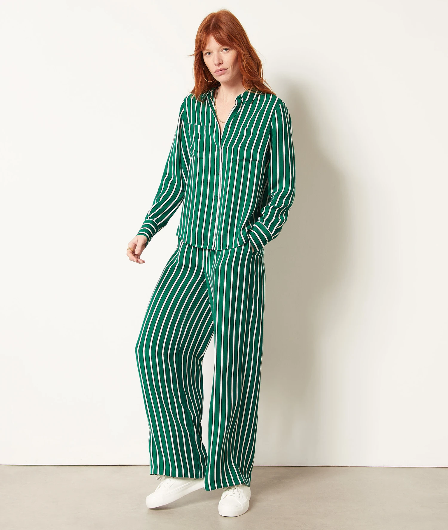 Gestreifte Hemdbluse NILGRÜN 3 Gestreifte Hemdbluse NILGRÜN – Bild 3