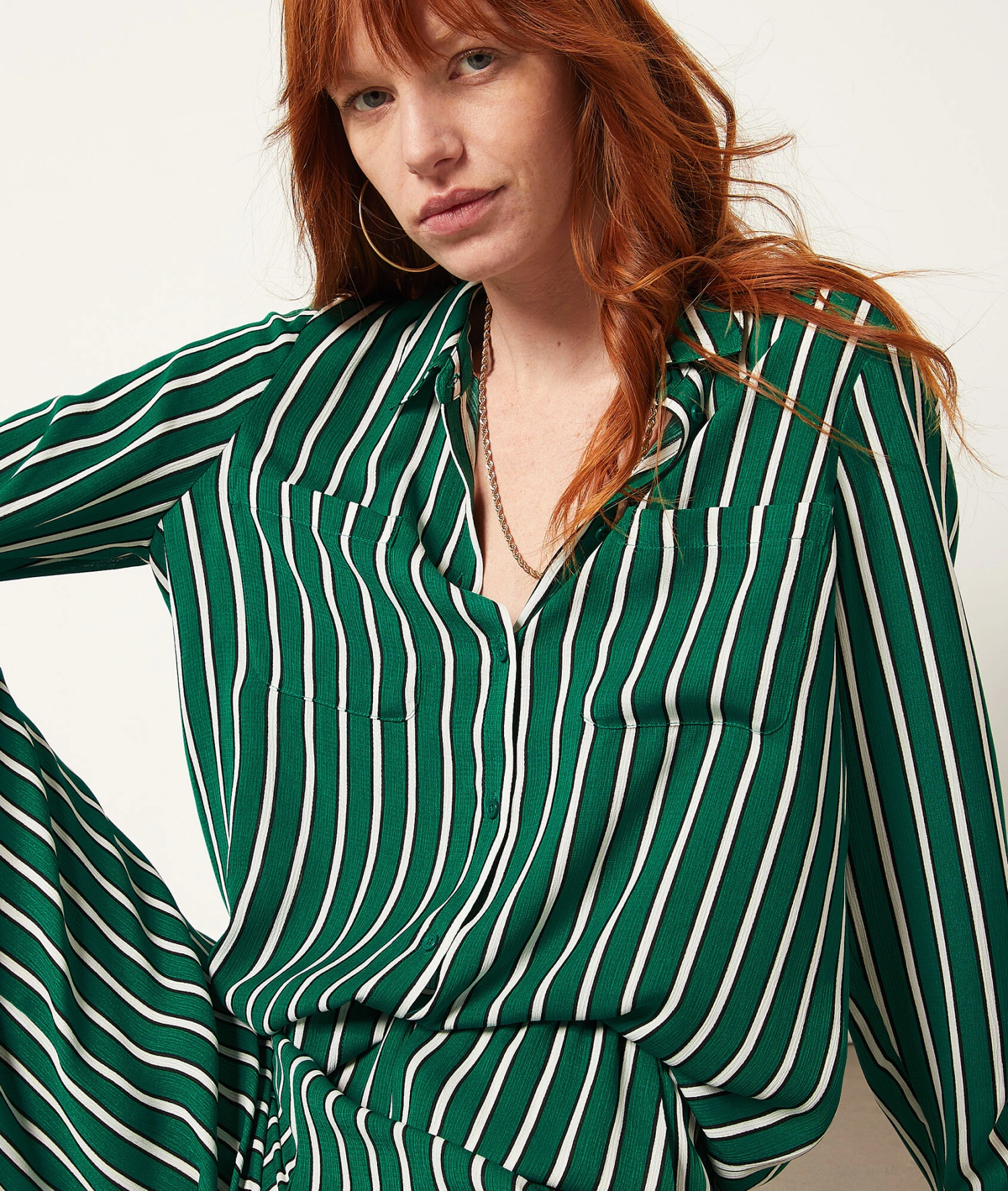 Gestreifte Hemdbluse NILGRÜN 4 Gestreifte Hemdbluse NILGRÜN – Bild 4