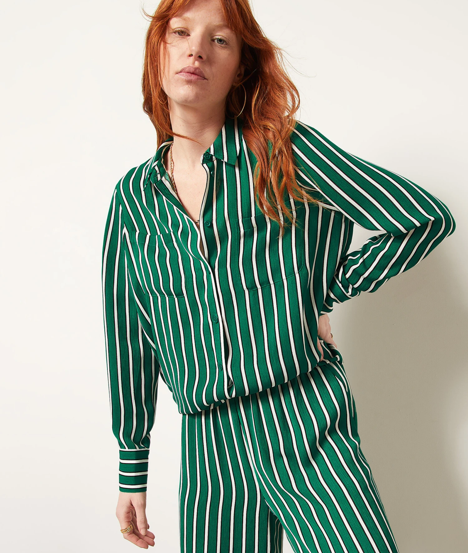 Gestreifte Hemdbluse NILGRÜN 5 Gestreifte Hemdbluse NILGRÜN – Bild 5