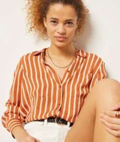 Gestreifte Hemdbluse APRICOT