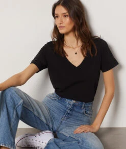 T-shirt Manches Courtes 100% Coton NOIR