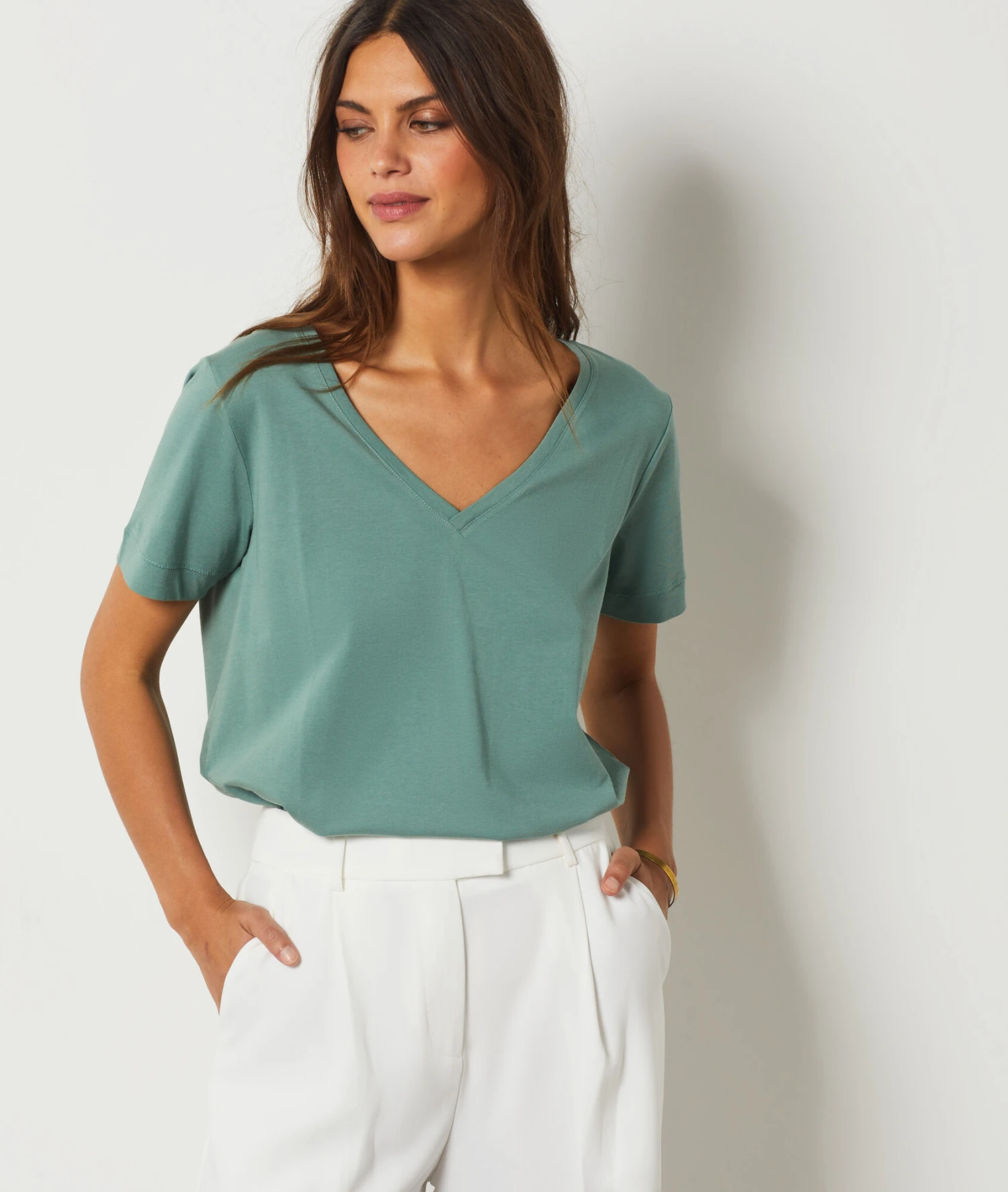 T-shirt Manches Courtes 100% Coton Bio KAKI 1 T-shirt Manches Courtes 100% Coton Bio KAKI