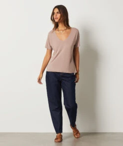 T-shirt Manches Courtes 100% Coton Bio TAUPE -Etam Verkäufe 654072184 6