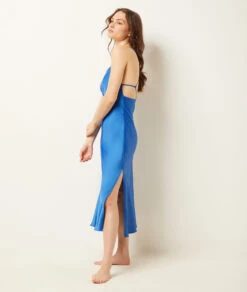 Langes Seidiges Nachthemd in Königsblau - Elegantes Satin-Negligé für Damen -Etam Verkäufe 654073223 d