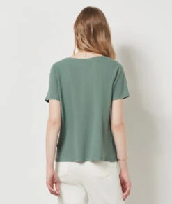 T-shirt Manches Courtes En Lin Mélangé KAKI 6 T-shirt Manches Courtes En Lin Mélangé KAKI -Etam Verkäufe 654075144 a