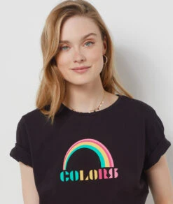 T-Shirt Mit Kurzen Ärmeln, 100 % Baumwolle „colors“ SCHWARZ 8 T-Shirt Mit Kurzen Ärmeln, 100 % Baumwolle „colors“ SCHWARZ -Etam Verkäufe 654075805 b