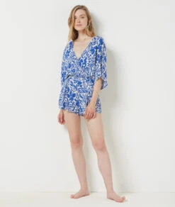 Bequeme Herren Pyjama-Shorts in Königsblau mit Modernem Print