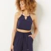 Silky Shimmering Cami Crop Top - Midnight Blue Loungewear -Etam Verkäufe 654076624 x