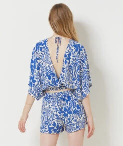 Modisches Crop-Top Schlafshirt in Königsblau mit Print -Etam Verkäufe 654078723 a