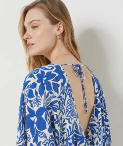 Modisches Crop-Top Schlafshirt in Königsblau mit Print -Etam Verkäufe 654078723 b