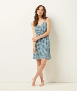 Damen Nachthemd mit Print in Grün - Weiche & Bequeme Nachtwäsche