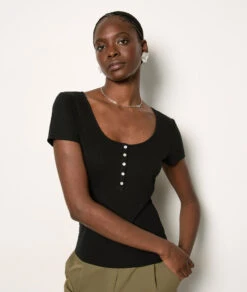 T-shirt Cotelé NOIR