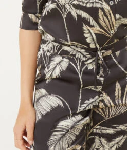 Women's Straight Leg Satin Printed Pajama Pants - Elegant Black Sleepwear -Etam Verkäufe 654083705 b