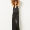 Black Satin Tank Top with Delicate Lace Trim - Elegant Sleepwear Camisole -Etam Verkäufe 654084705 x