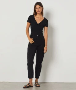 T-shirt Manches Courtes Col V NOIR -Etam Verkäufe 654089105 6