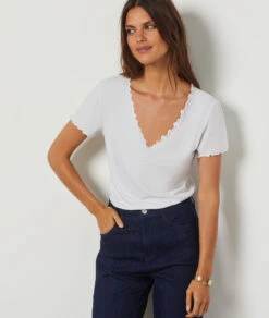 T-shirt Manches Courtes Col V ECRU 9 T-shirt Manches Courtes Col V ECRU -Etam Verkäufe 654089180 c