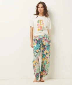 Bloom Pyjamahose Mit Print in Grün - Stilvolle Nachtwäsche