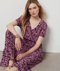 Robe Longue Imprimée IMP FOND MARRON