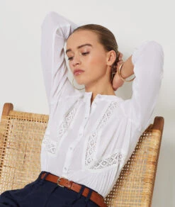 Hemdbluse Mit Stickereidetails ECRU -Etam Verkäufe 654100880 c