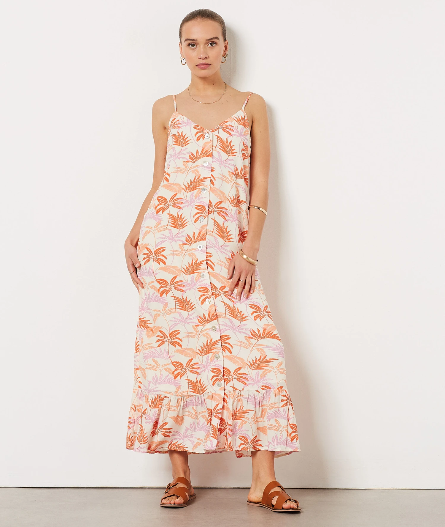 Langes Kleid Mit Print KORALLE 1 Langes Kleid Mit Print KORALLE