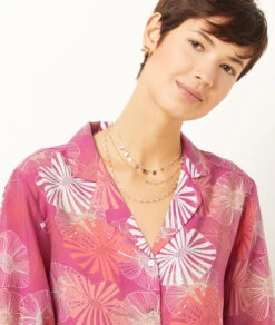 Elegantes Pyjamahemd in Lila mit Seidenglanz & Print -Etam Verkäufe 654137513 b