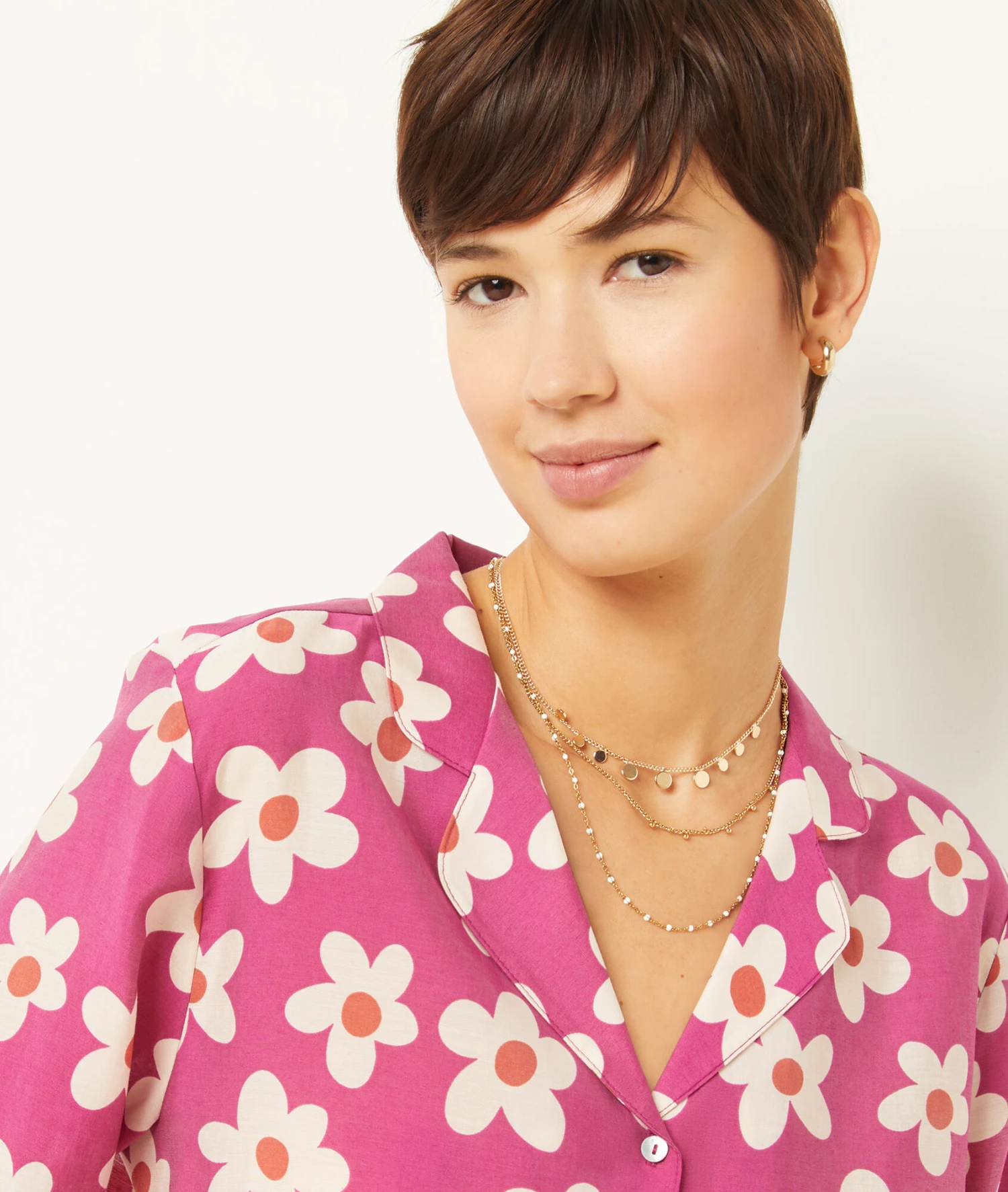 Seidiges Pyjamahemd mit elegantem Print - Langärmeliges Nachtoberteil in Mauve 4 Seidiges Pyjamahemd mit elegantem Print - Langärmeliges Nachtoberteil in Mauve – Bild 4