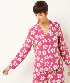 Seidiges Pyjamahemd mit elegantem Print - Langärmeliges Nachtoberteil in Mauve 9 Seidiges Pyjamahemd mit elegantem Print - Langärmeliges Nachtoberteil in Mauve -Etam Verkäufe 654137517 c