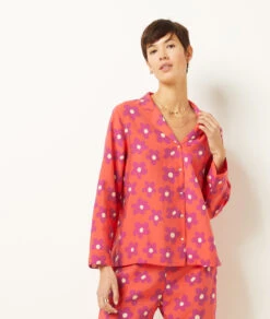 Elegantes Pyjamahemd in Seiden-Optik mit Exklusivem Print – Orange -Etam Verkäufe 654137518 6