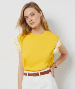 T-Shirt Mit Kurzen Ärmeln SONNENGELB